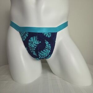 Cosabella‎ Men's Sheer Lace G-String Thong Blue Floral Print Stretch Underwear